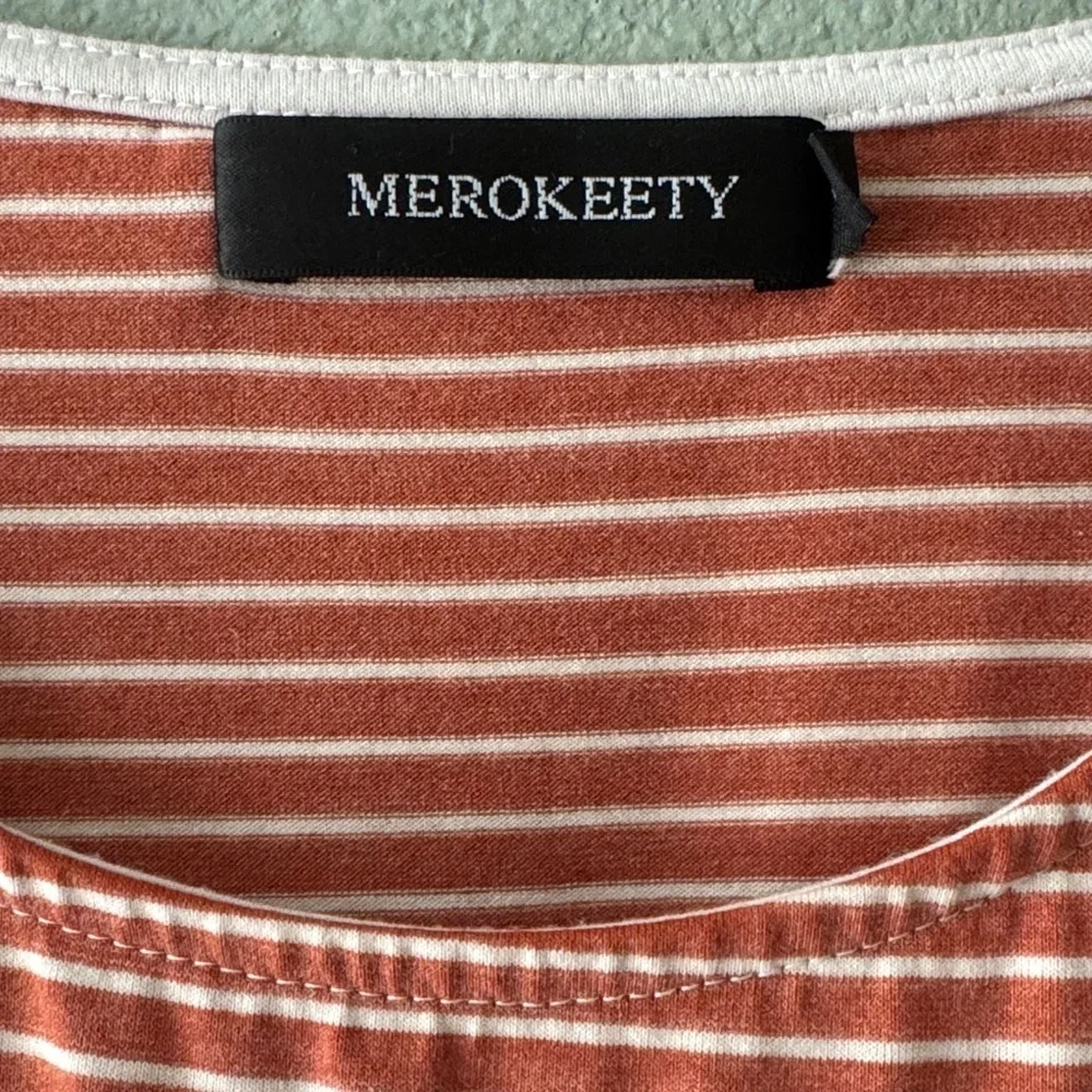 Merokeety Rust Striped Midi Dress - Picture 2 of 9